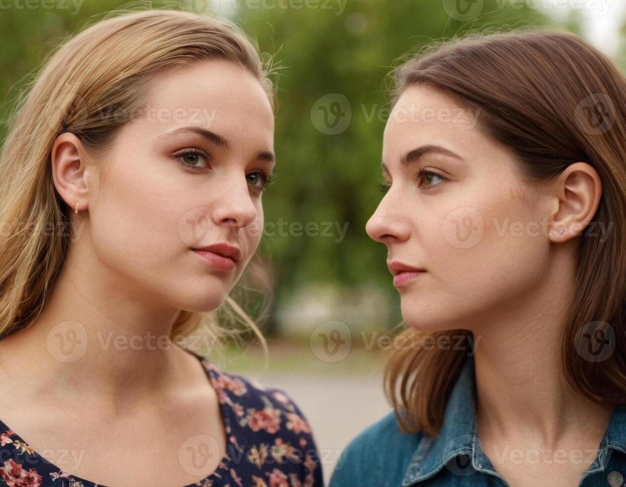 AI generated Image of two young women. AI generation photo