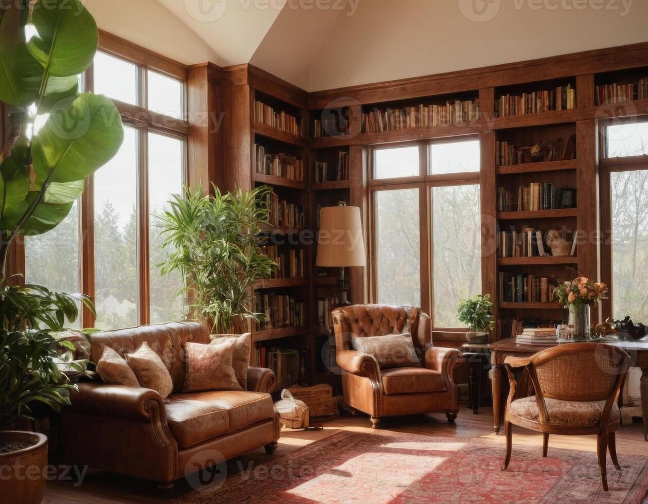 AI generated A place for reading and mental relaxation. photo