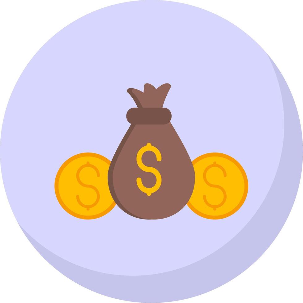 dinero bolso plano burbuja icono vector