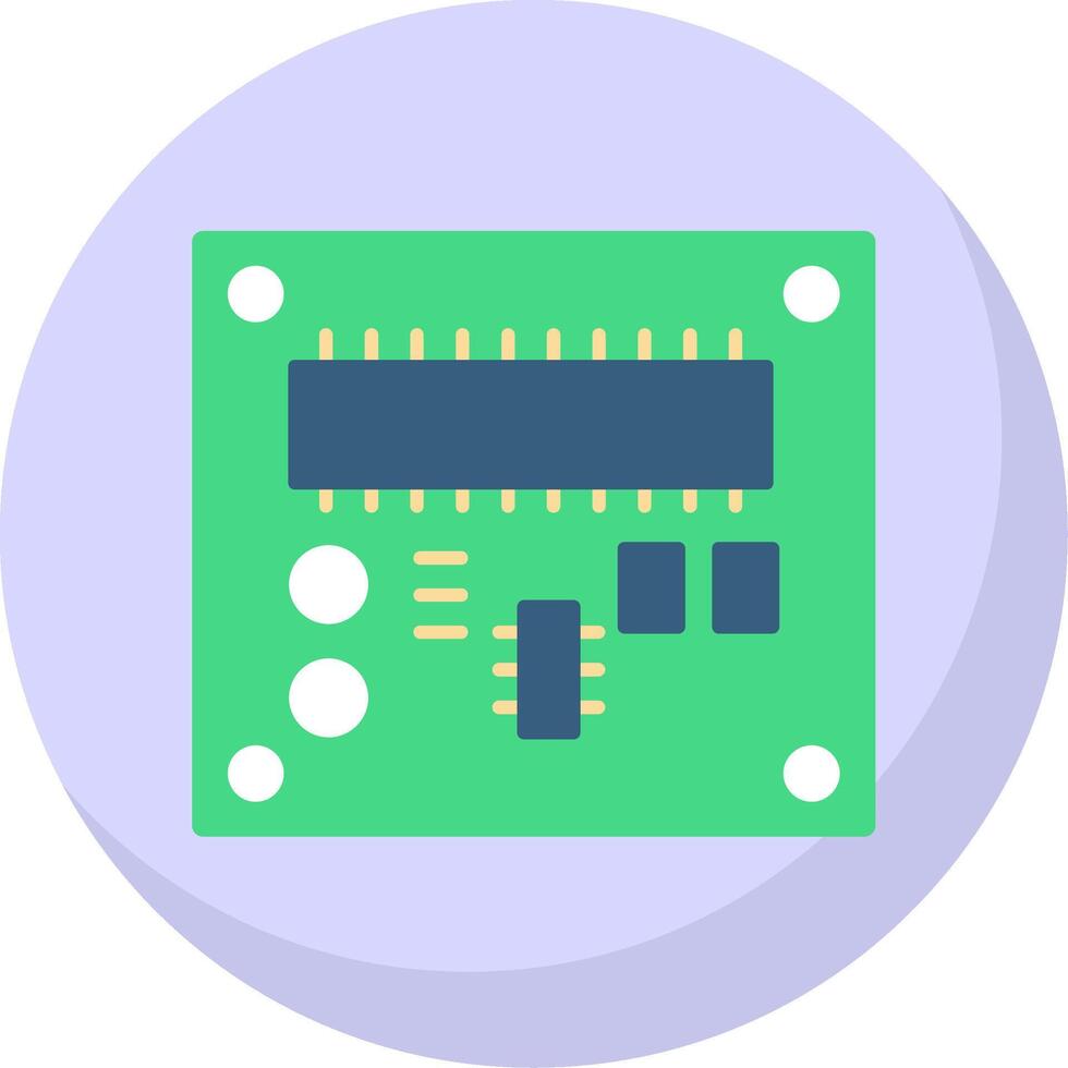 tarjeta de circuito impreso tablero plano burbuja icono vector