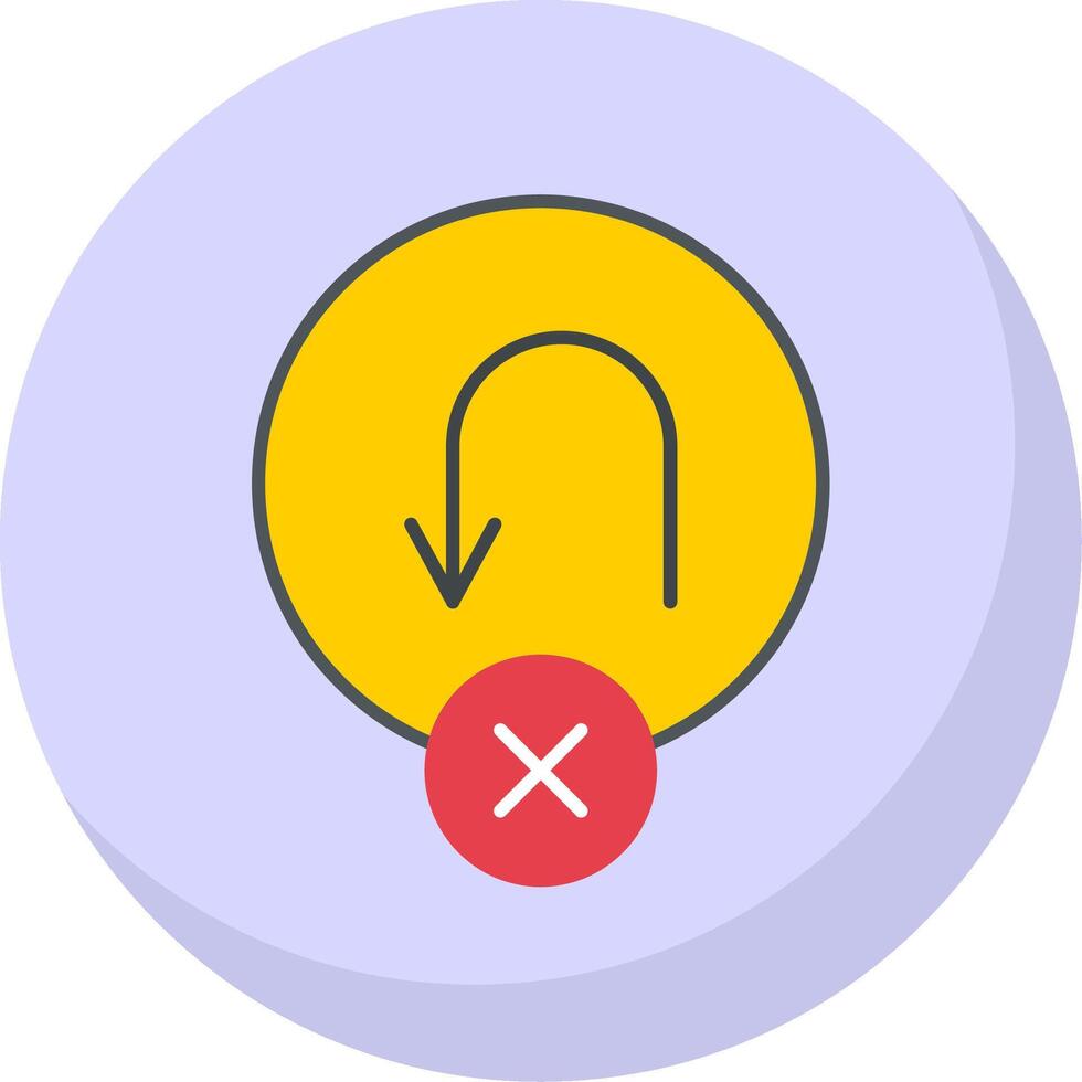 No U Turn Flat Bubble Icon vector