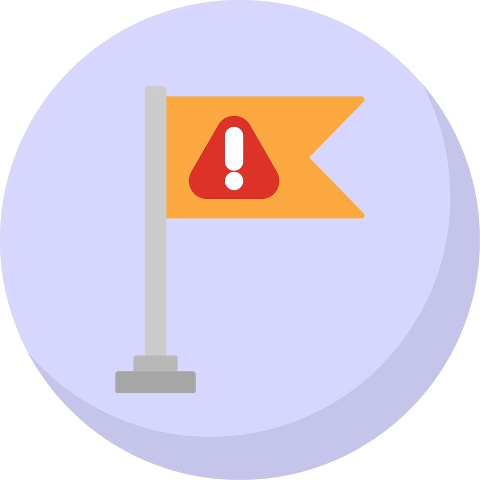 Warning Flag Flat Bubble Icon vector