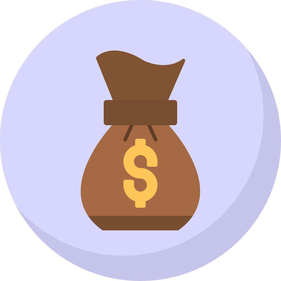 dinero bolso plano burbuja icono vector