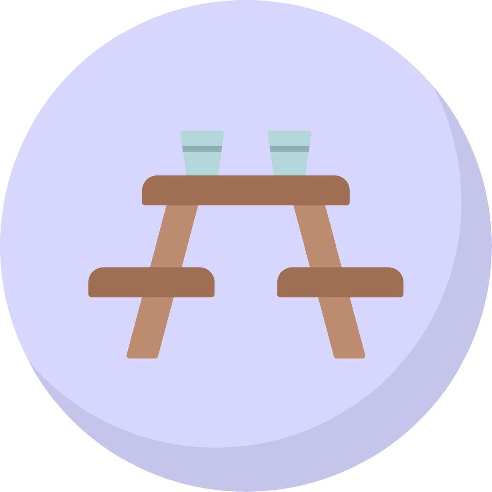 picnic mesa plano burbuja icono vector