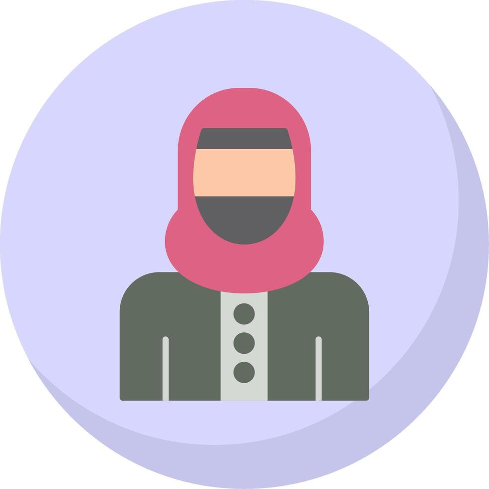 mujer con niqab plano burbuja icono vector