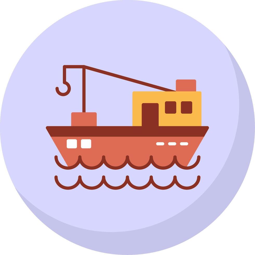 Fishing Boat Flat Bubble Icon vector