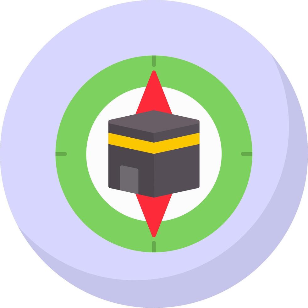 qibla Brújula plano burbuja icono vector