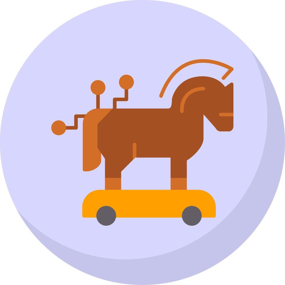 troyano caballo plano burbuja icono vector