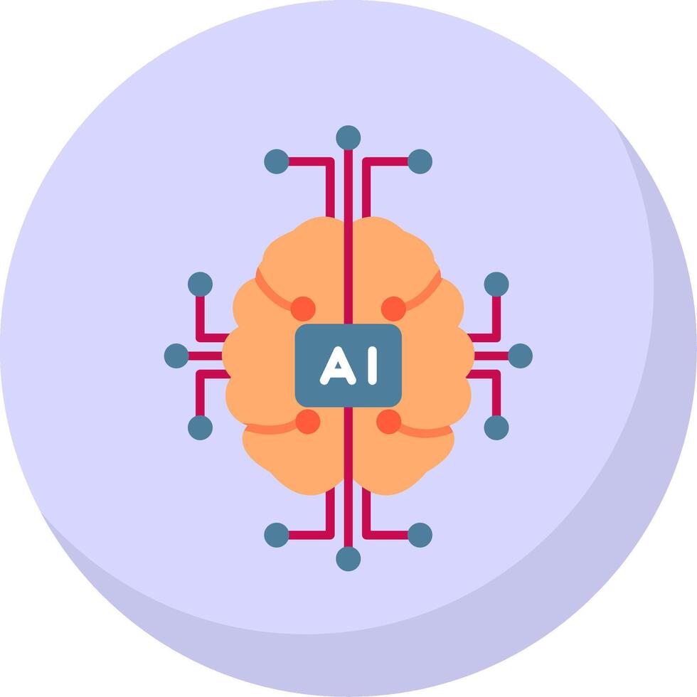 Artificial Intelligence Flat Bubble Icon vector