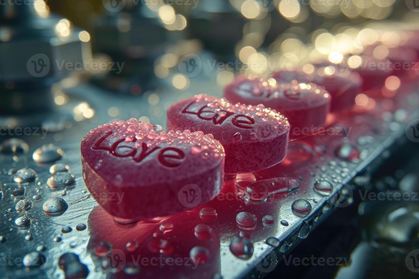 ai generado un fila de amor pastillas ortografía amor foto