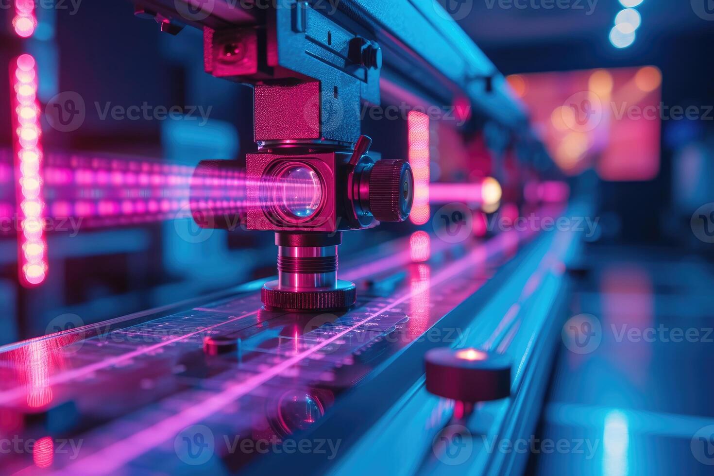 AI generated Precision Laser Cutting Equipment Operating in a Modern Manufacturing Facility. Generative AI. photo