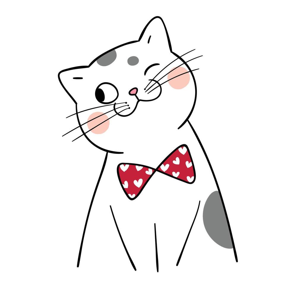 Draw vector illustration character collection cute cat.Doodle cartoon style.