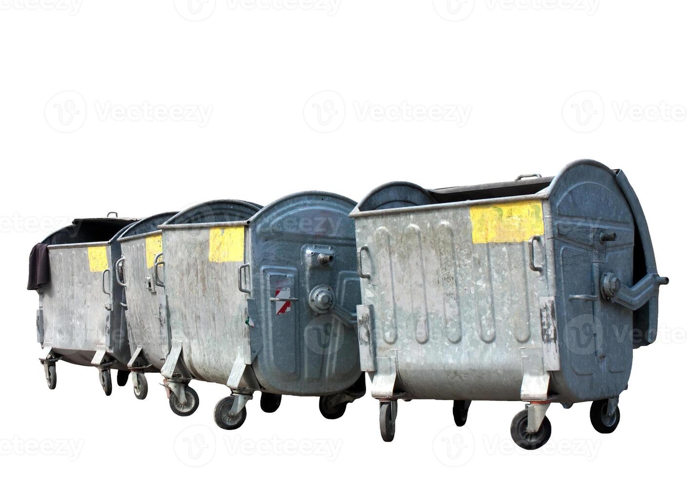 Garbage containers on white photo