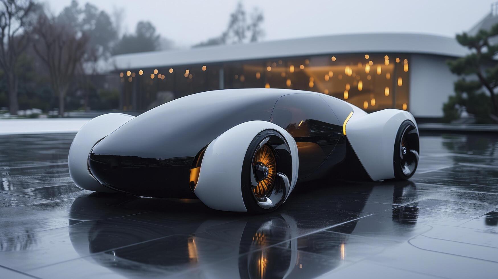 ai generado futurista elegancia, 2030 concepto coche en cinematográfico sencillez foto