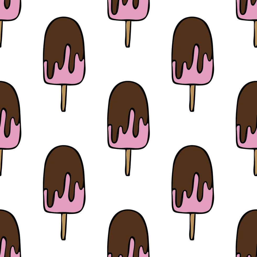 Seamless pattern with ice cream doodle for decorative print, wrapping paper, greeting cards, wallpaper and fabric vector