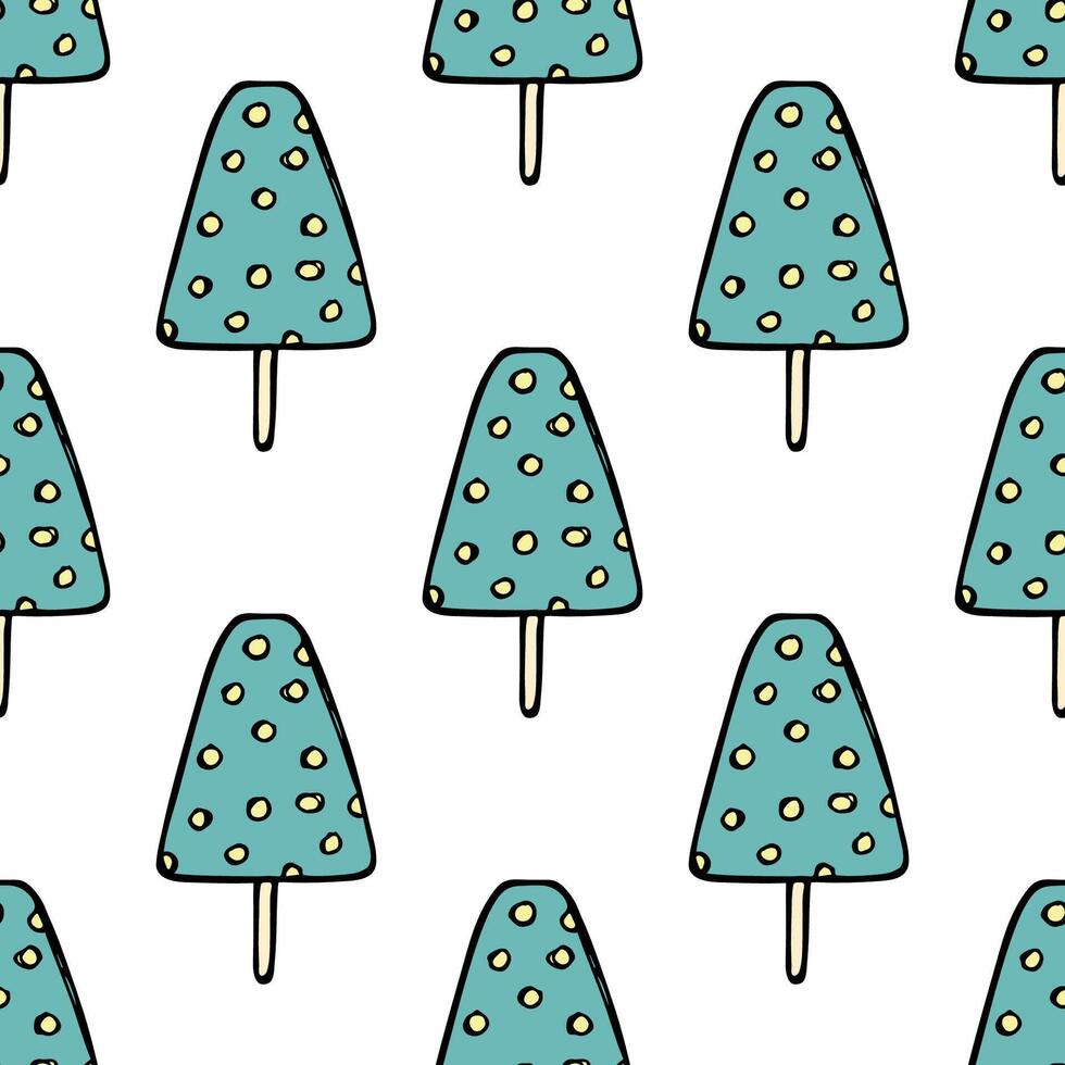 Seamless pattern with ice cream doodle for decorative print, wrapping paper, greeting cards, wallpaper and fabric vector