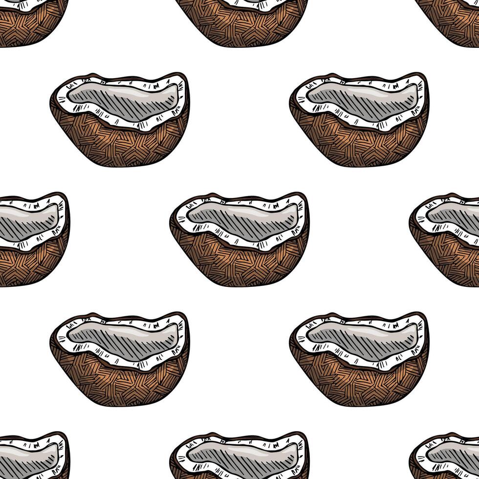 Seamless pattern with coconut doodle for decorative print, wrapping paper, greeting cards, wallpaper and fabric vector