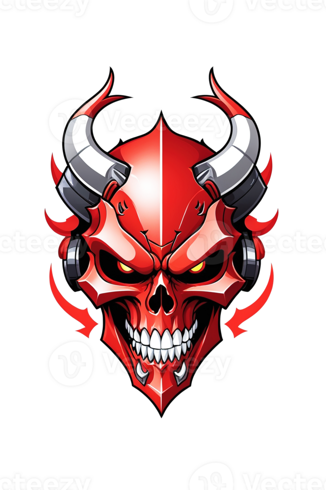 AI generated Mecha Devil Skull Illustration png