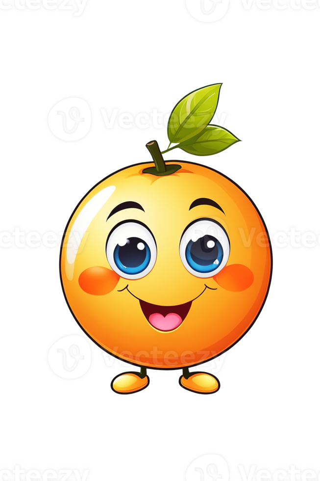 AI generated Orange with happy face png