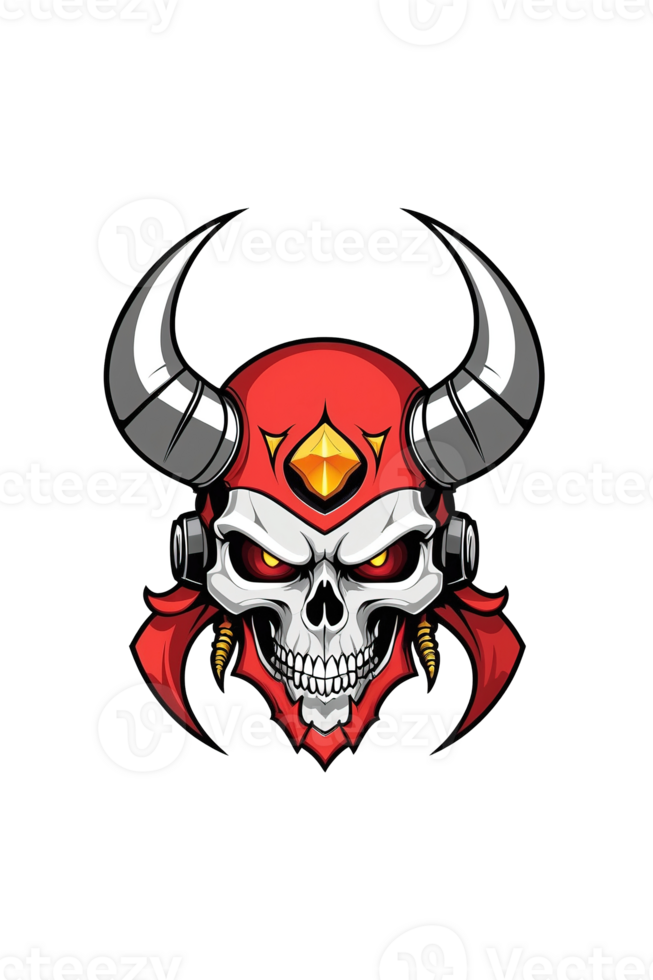 AI generated Mecha Devil Skull Illustration png