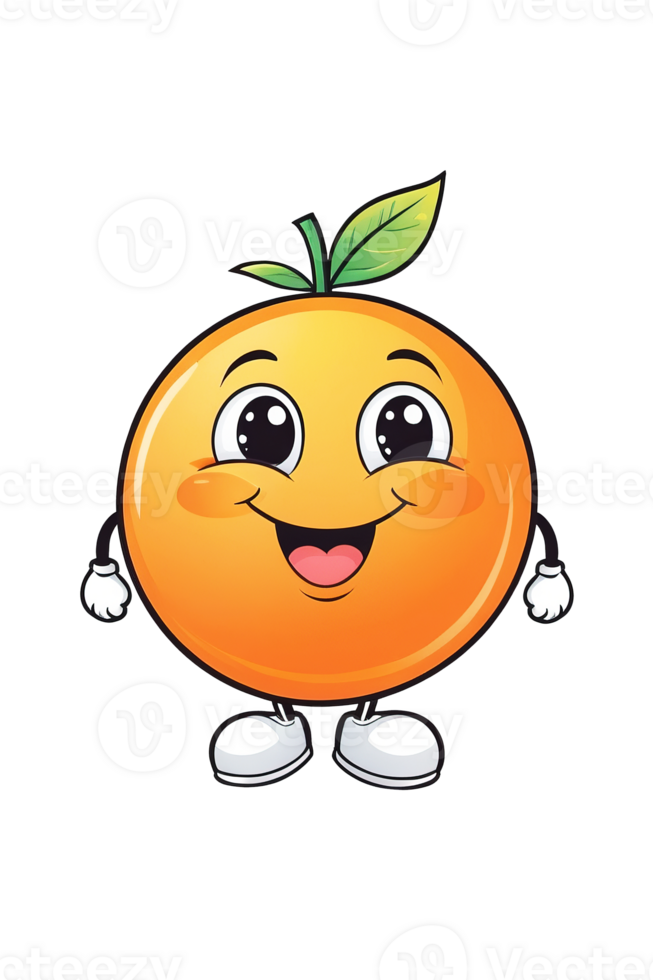 AI generated Orange with happy face png