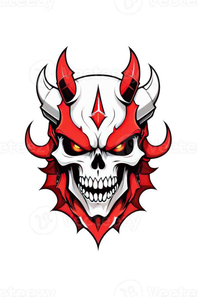 AI generated Mecha Devil Skull Illustration png