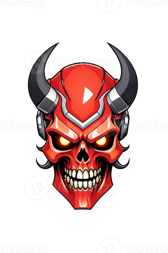 AI generated Mecha Devil Skull Illustration png