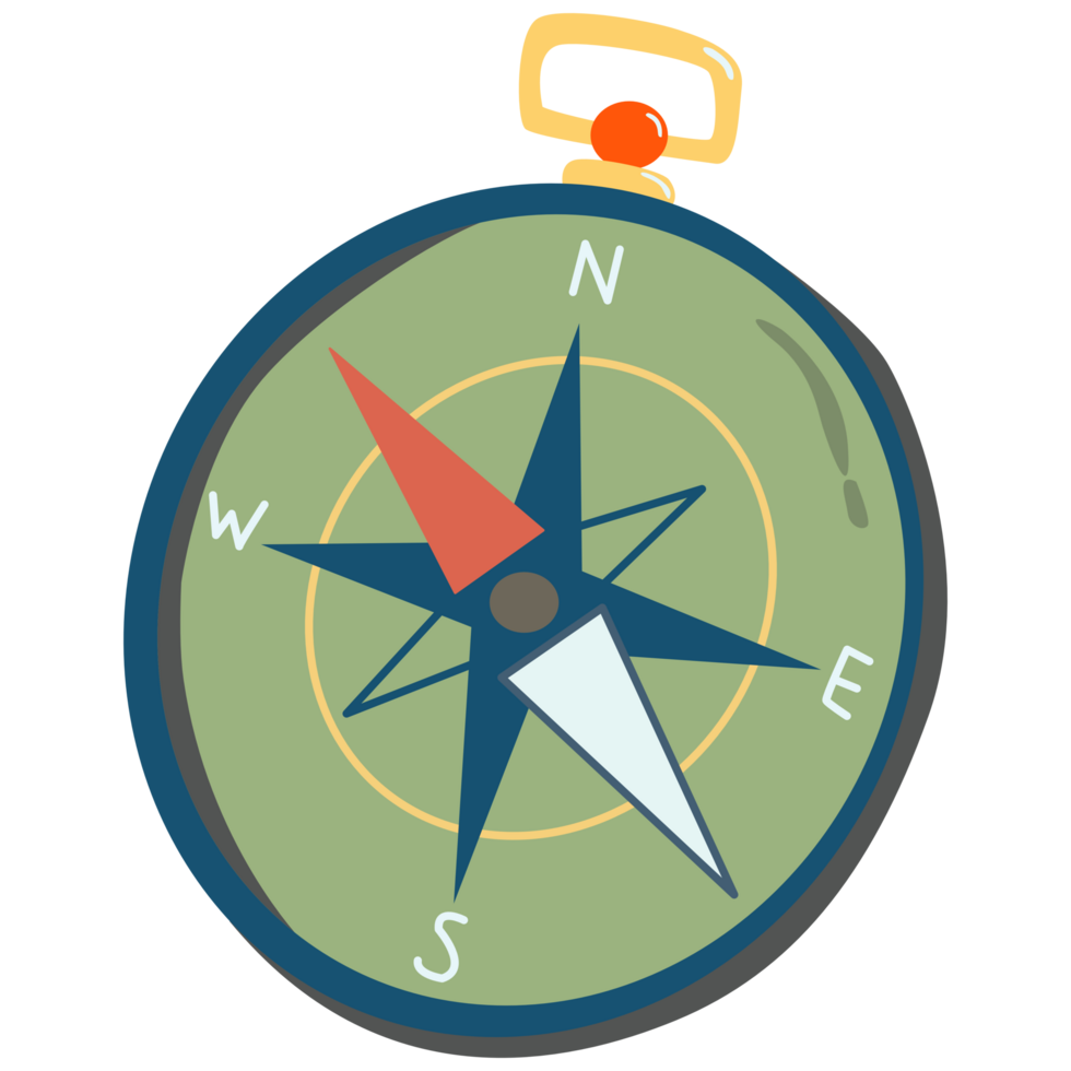 Compass tool, navigation and orientation equipment. cartoon png