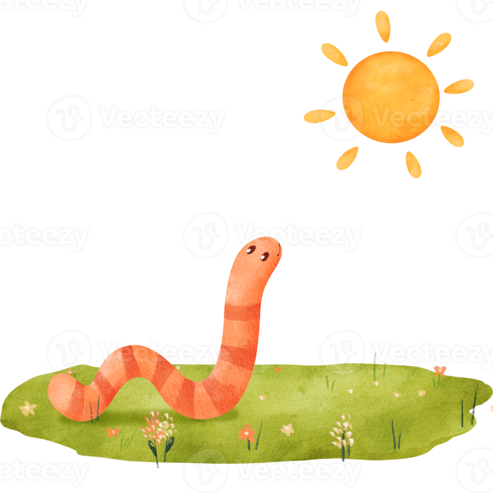 vattenfärg sammansättning en mask på en grön äng gazing på de Sol. detta med vårtema, barnvänlig illustration är för din mönster, skapande en härlig atmosfär av de säsong png