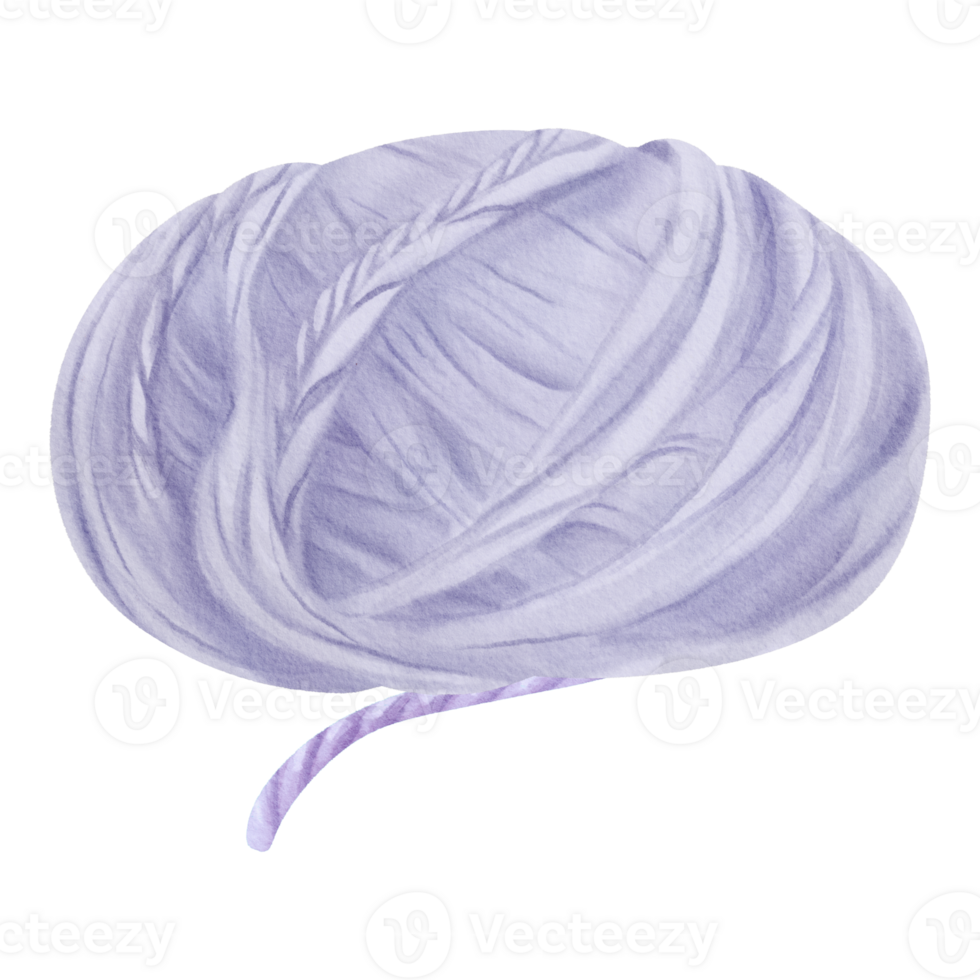 A watercolor illustration of a blue thread spool. Made of wool and cotton fibers. Suitable for crafting enthusiasts, sewing shops, textile manufacturers, and DIY-themed designs png