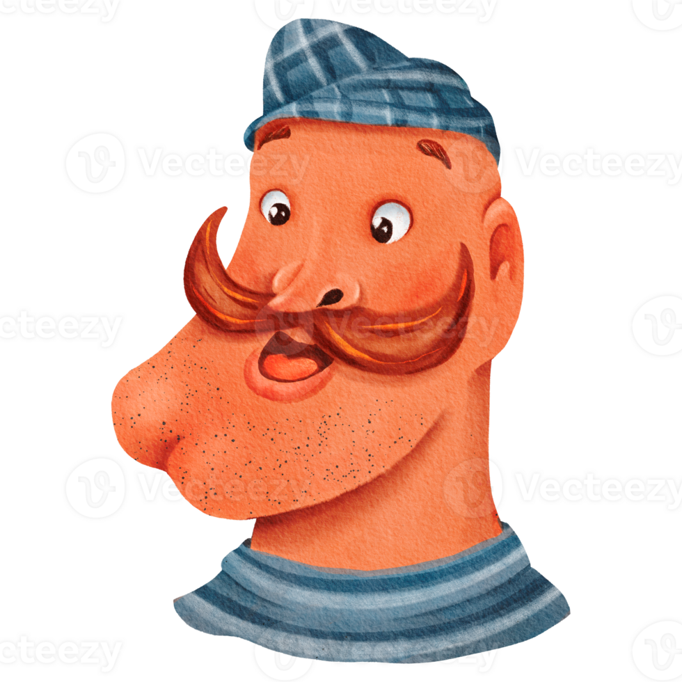 Fictional character with striped shirt, hat, and mustache illustration png