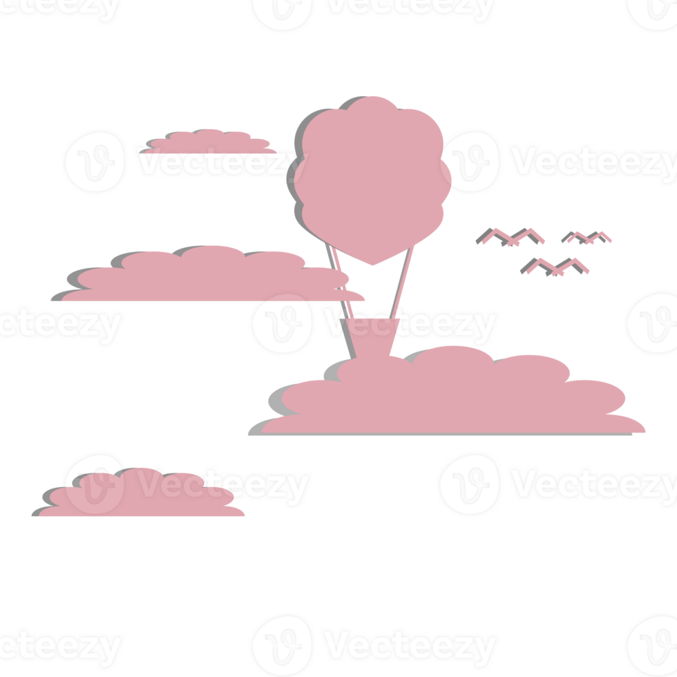 Clouds and pink balloons png
