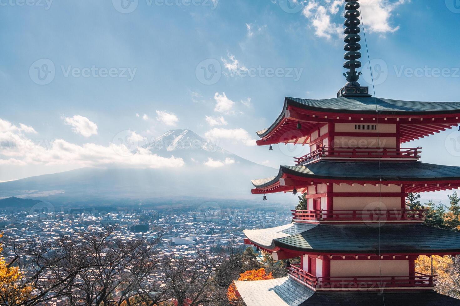 View of Mount Fuji with Chureito Pagoda in autumn photo