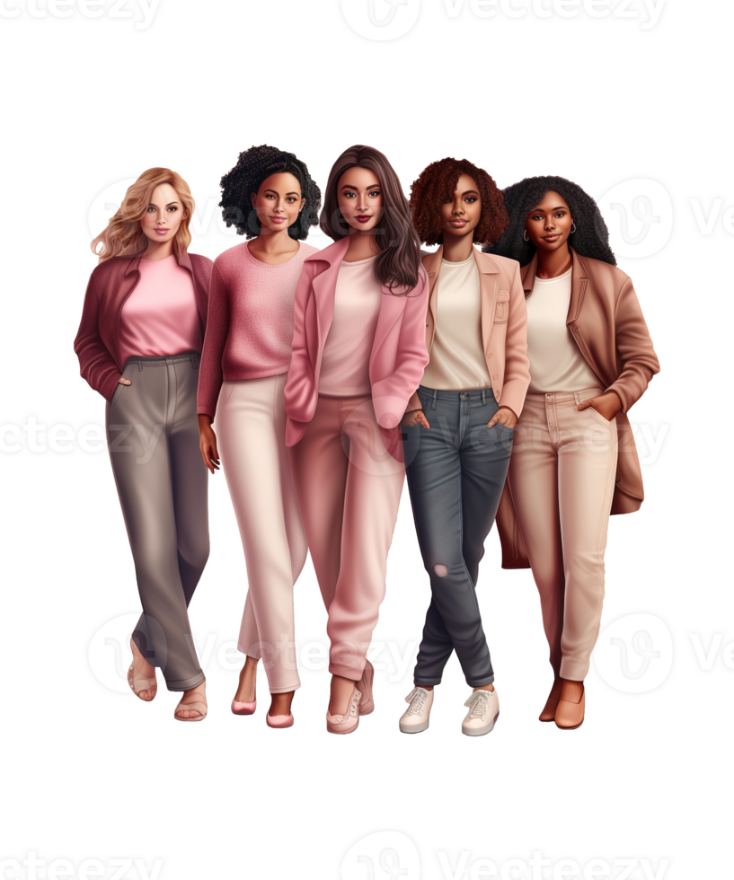 ai généré 3d illustration groupe de femmes célébrer aux femmes journée ai généré png