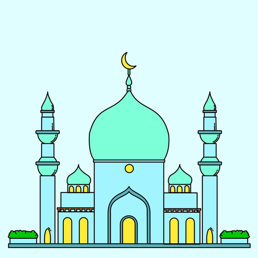Ramadán y eid mubarok tema, dibujos animados ilustración de un mezquita, lata ser usado para pancartas y carteles vector
