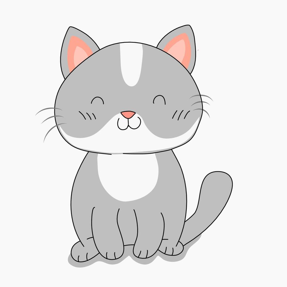 linda y adorable dibujos animados gato ilustración en un blanco fondo, plano diseño estilo vector