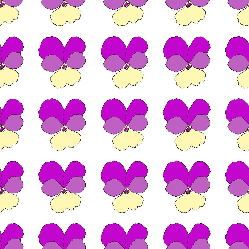 Vector seamless pattern with pansies, floral background of flowers