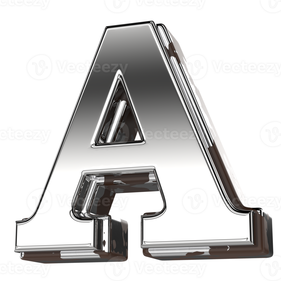 Silver Letter A 3d Rendering png