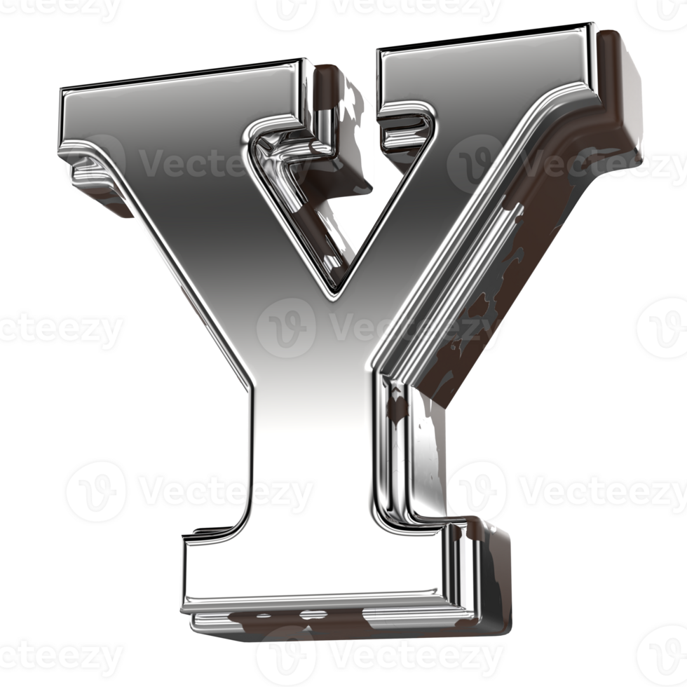 Silver Letter Y 3d Rendering png