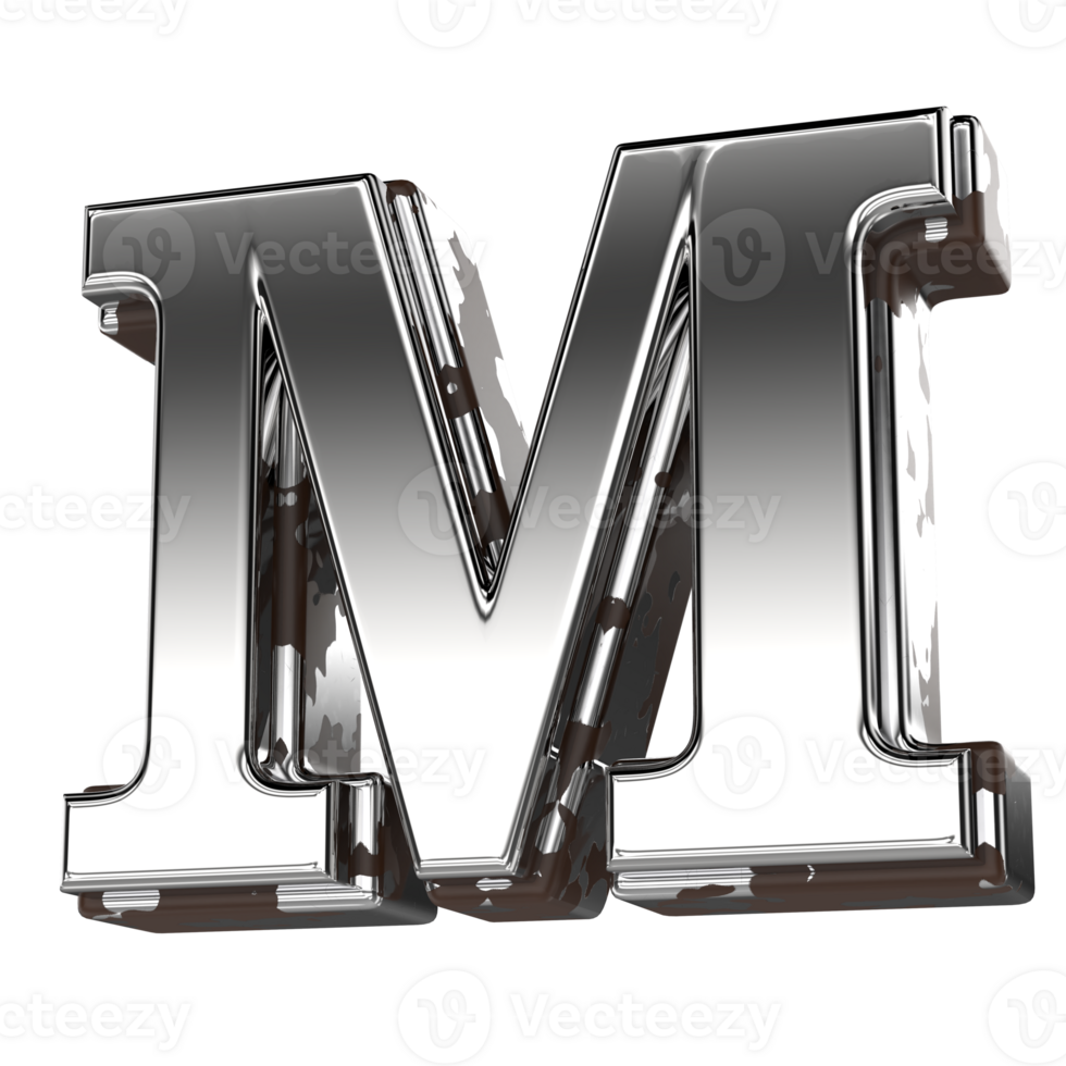 Silver Letter M 3d Rendering png