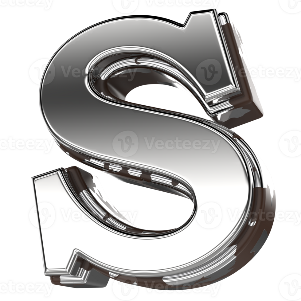 Silver Letter S 3d Rendering png