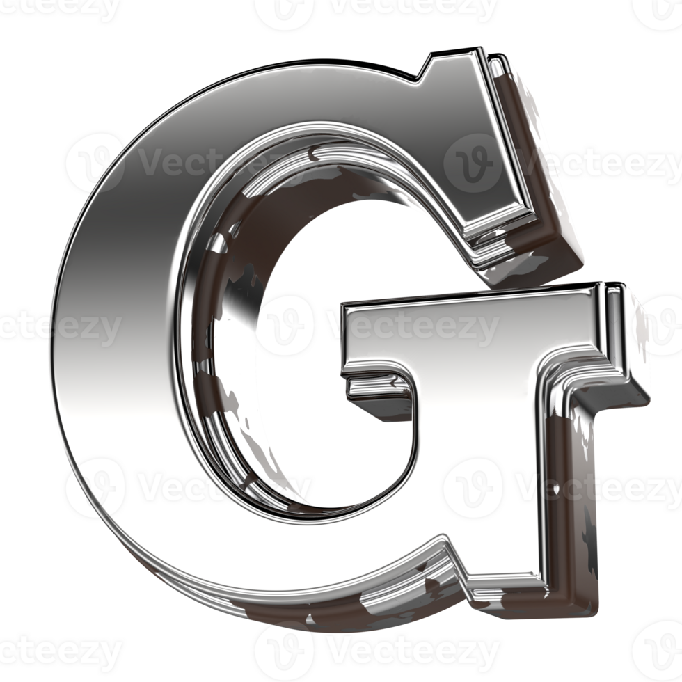 Silver Letter G 3d Rendering png
