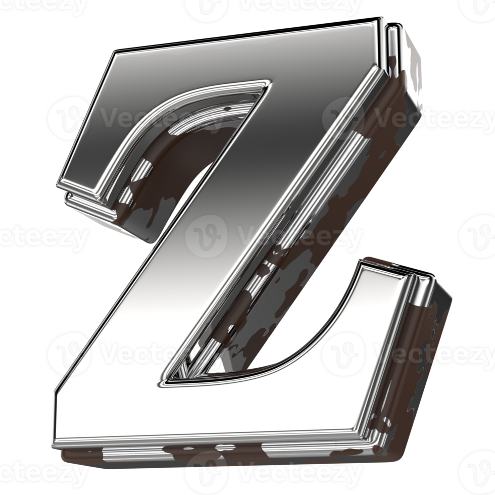 Silver Letter Z 3d Rendering png
