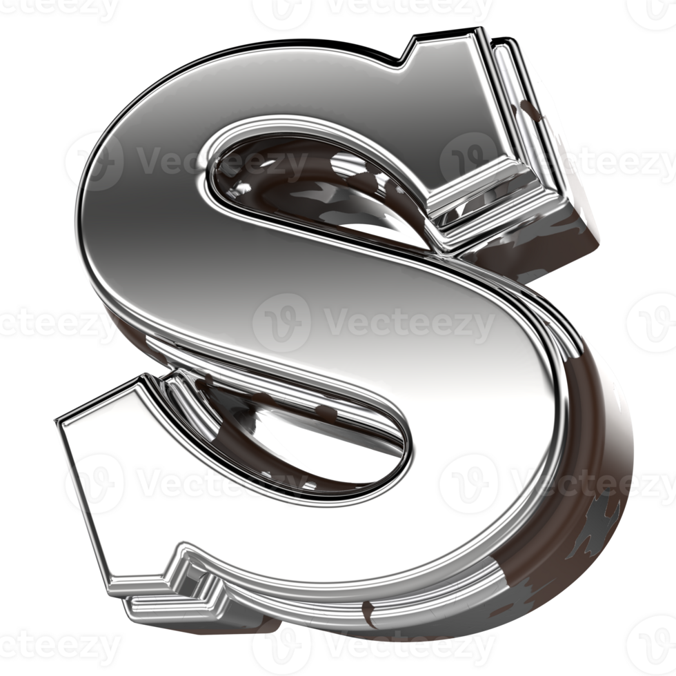 Silver Letter s Small 3d Rendering png