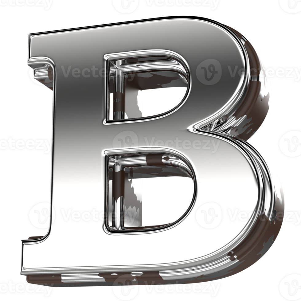 Silver Letter B 3d Rendering png