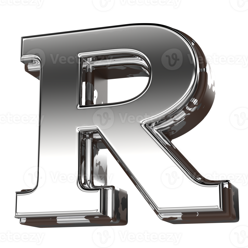 Silver Letter R 3d Rendering png