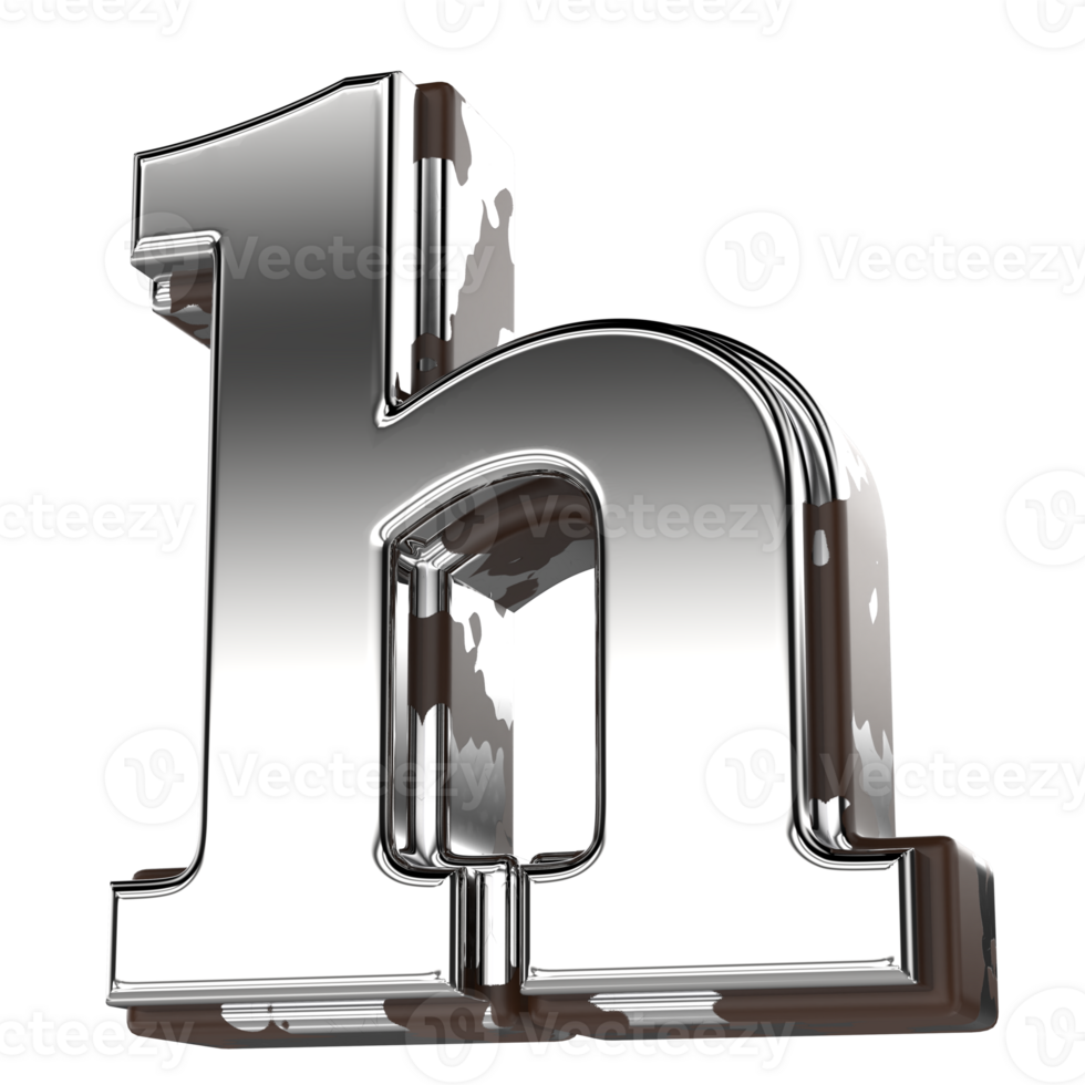 Silver Letter h Small 3d Rendering png