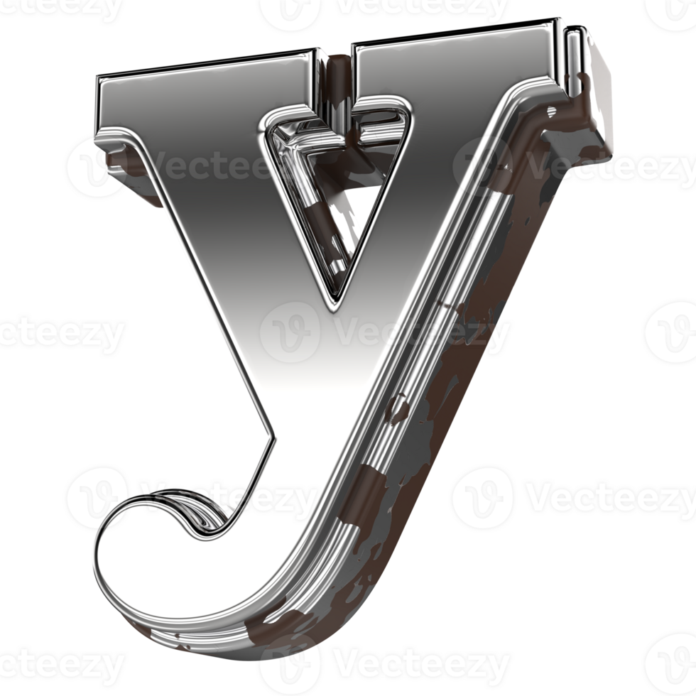Silver Letter y Small 3d Rendering png