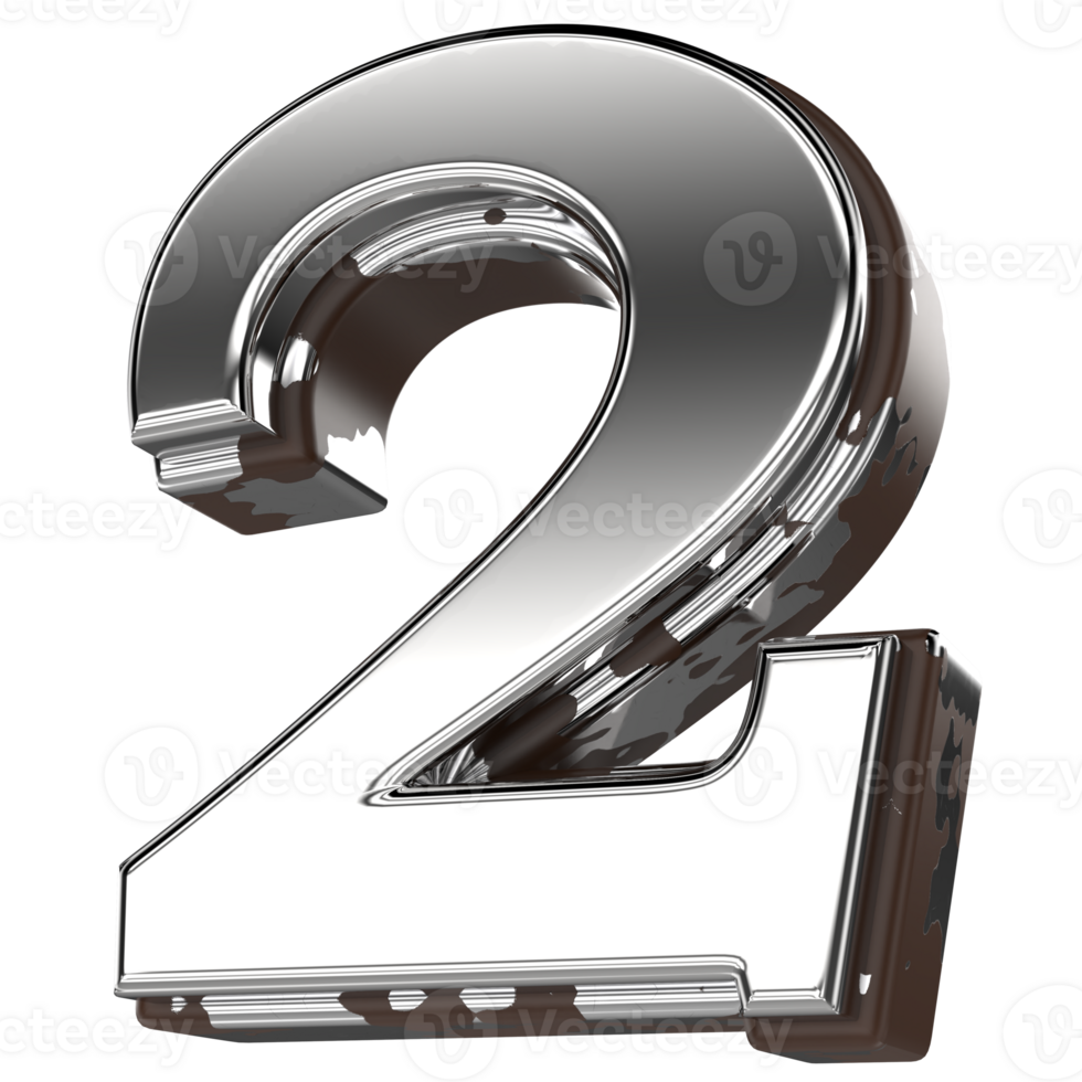Silver Number 2 3d png