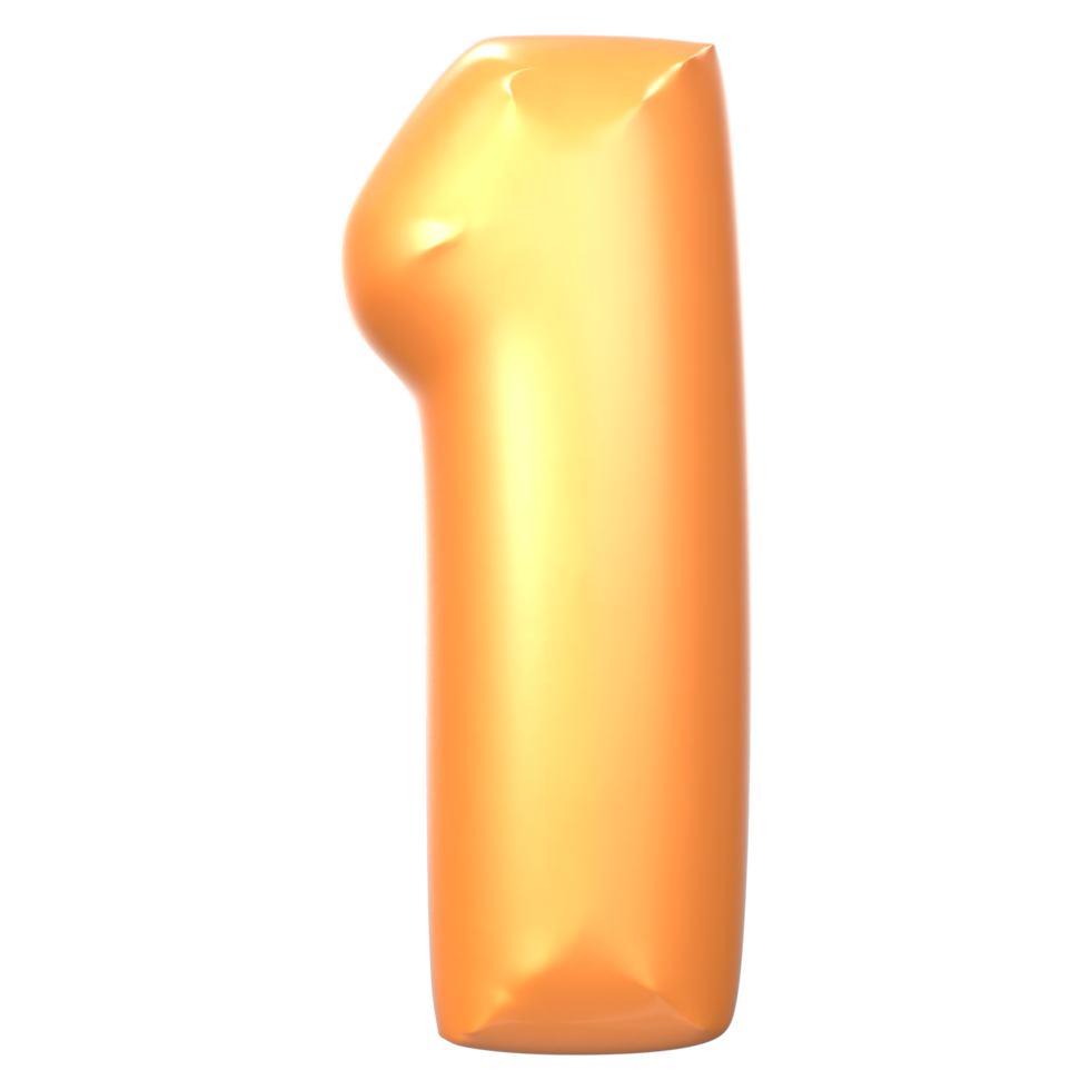 Gold Number 1 3D Render png